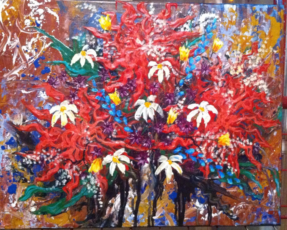 Untitled Flower Series #3  18"x20"   Painted Feb. 2014   $50